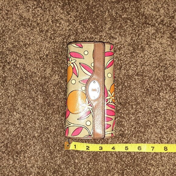 Fossil Key-Per Coated Canvas Wallet with Orange Fruit and Floral Pattern - Picture 5 of 8
